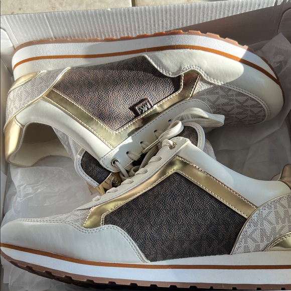 Michael Kors Shoes - Michael Kors Gold and Brown Sneakers